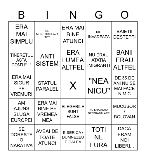 Bingo Suveranist 2025 Bingo Card