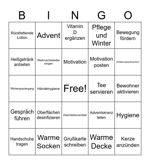 Weihnachtsbingo Card