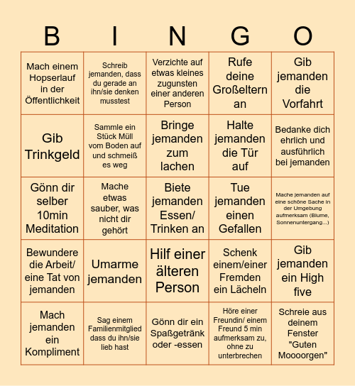 Good-Day-Bingo Card