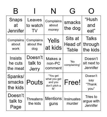 Dealing With Dale Bingo Card