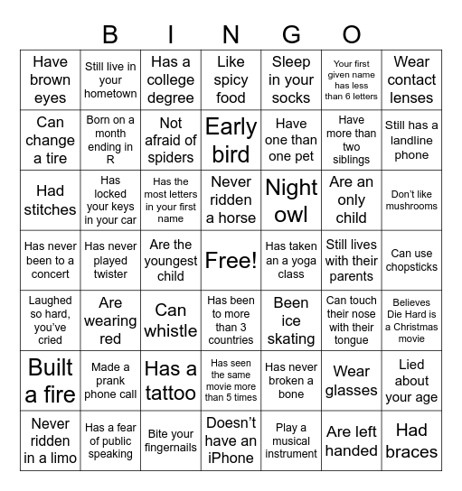 Family Christmas Bingo 2025 Bingo Card