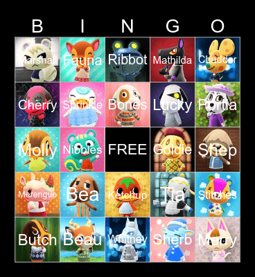 Animal Crossing Bingo Card
