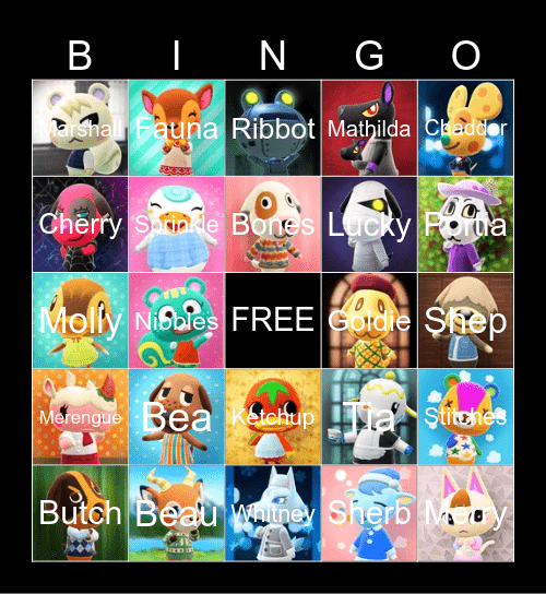Animal Crossing Bingo Card