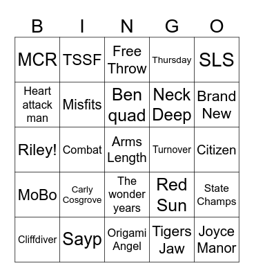 TSABMWS Tour Bingo Card