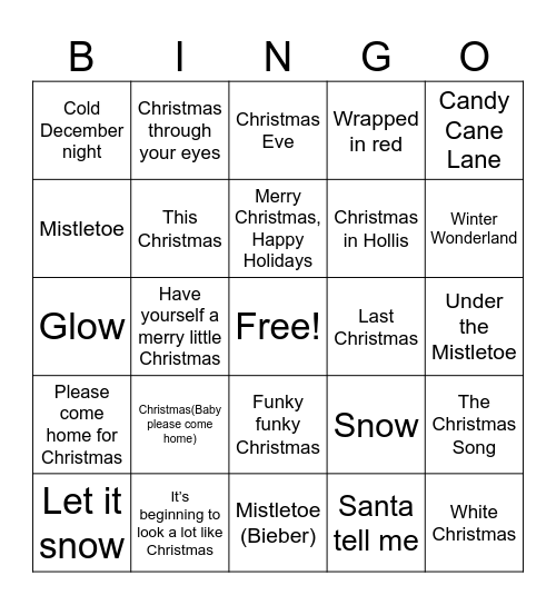 Santa tell me Bingo Card