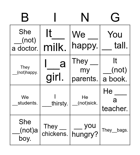 to be Bingo Card