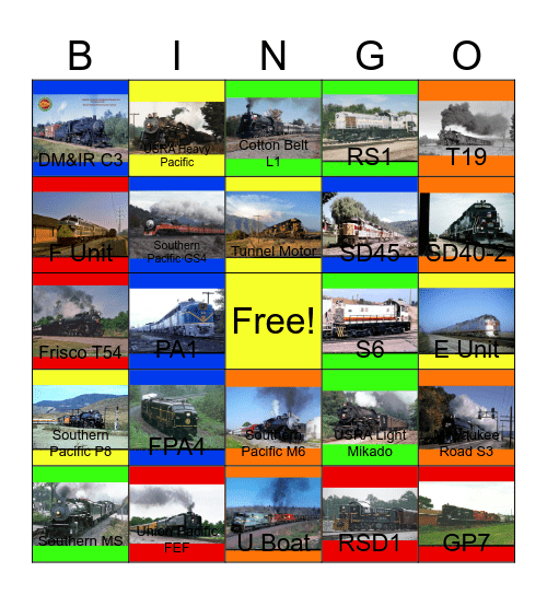 Railroads in the U.S.A that I would like to visit besides the Niabi Zoo with PWP someday Bingo Card