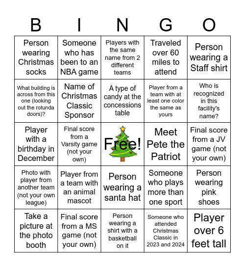 Christmas Classic Bingo Card