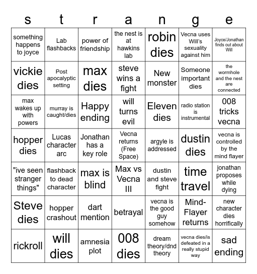 ST Season 5 pt2 Bingo Card