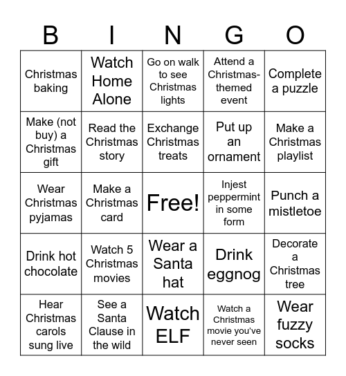 Christmas Bingo Card