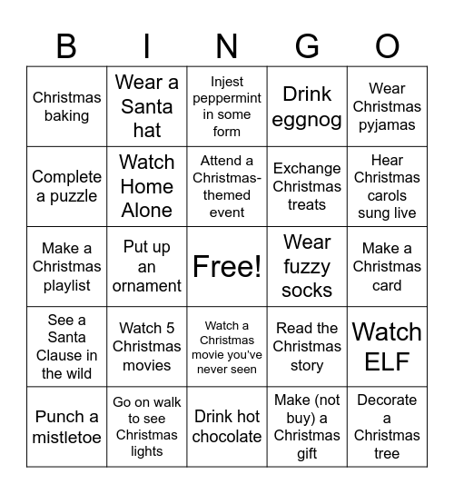 Christmas Bingo Card