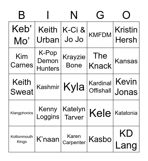 Flamingo Music Bingo: Game 2 Bingo Card