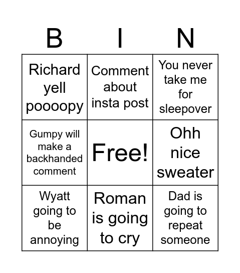 Family bingo Card