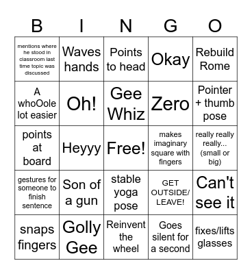 Chemistry Bingo! Bingo Card