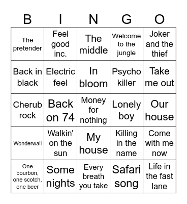 On Vacation Bingo Card