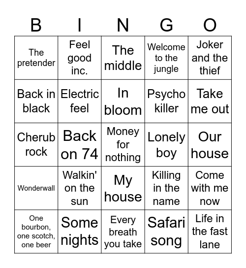 On Vacation Bingo Card