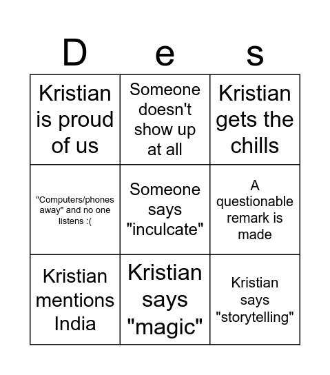 Studio Foundations Bingo Card