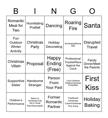 Hallmark Movie Bingo Card
