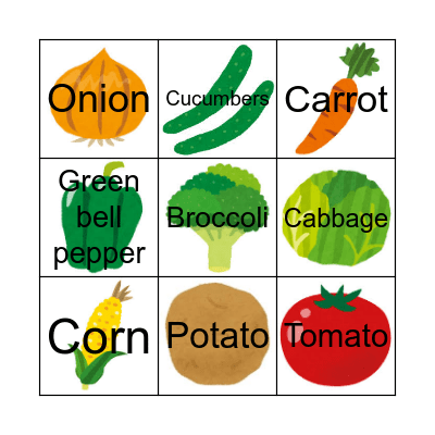 Vegetable Shopping Bingo Card