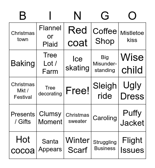 Christmas Movie Bingo Card