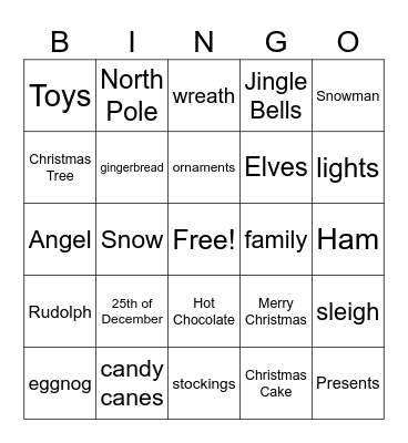 MERRY CHRISTMAS BINGO Card