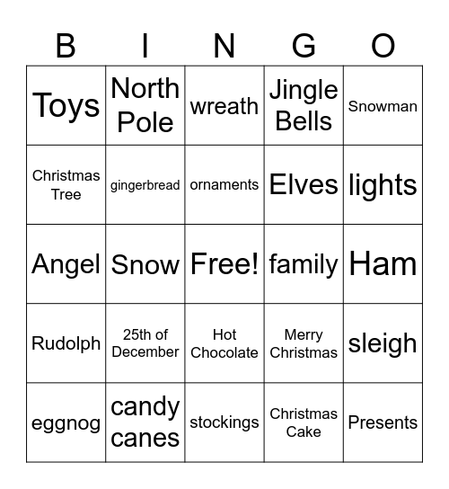 MERRY CHRISTMAS BINGO Card