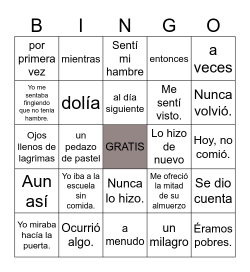 La Bondad Bingo Card