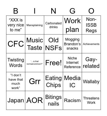 ryoji Bingo Card