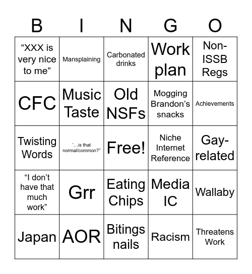ryoji Bingo Card