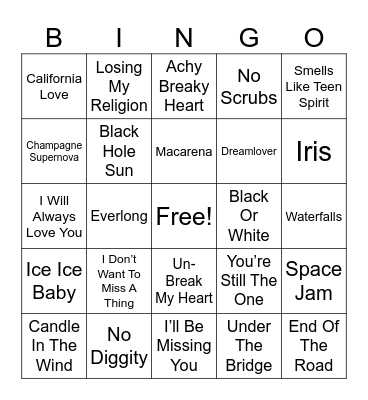 Too Legit Too Quit Bingo Card