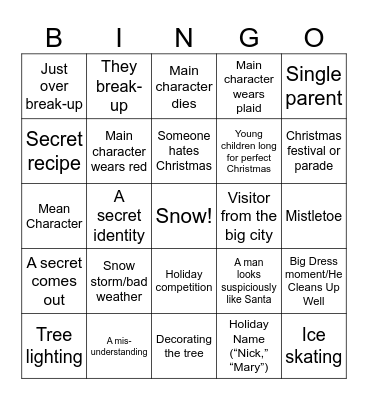 Hallmark Christmas Movie Bingo Card