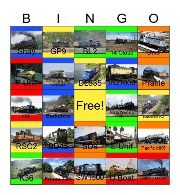 Railroad Museums in the U.S.A that I would like to visit besides the Putnam Museum and IMAX Theater with PWP someday Bingo Card
