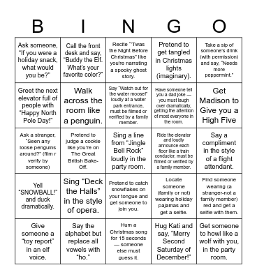 Clark Family Christmas 2025 Bingo Card