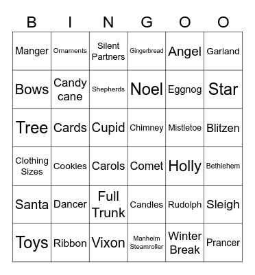 SSW Christmas Bingo Card