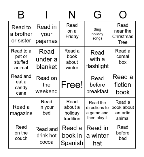 December Reading Bingo Card