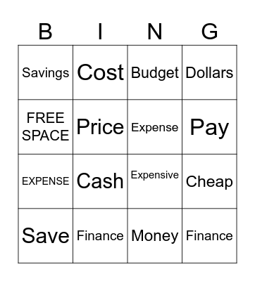 Show me the Money Bingo Card