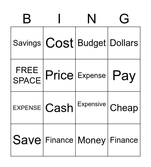 Show me the Money Bingo Card