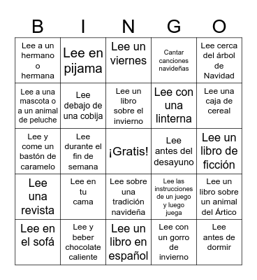 December Reading Bingo Card