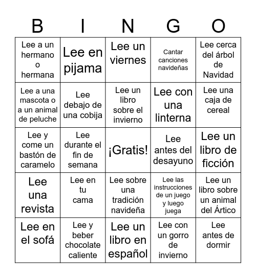 December Reading Bingo Card