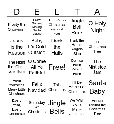 Delta Dear HOLIDAY BINGO Card