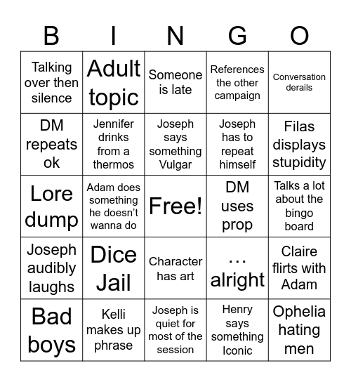 Untitled Bingo Card