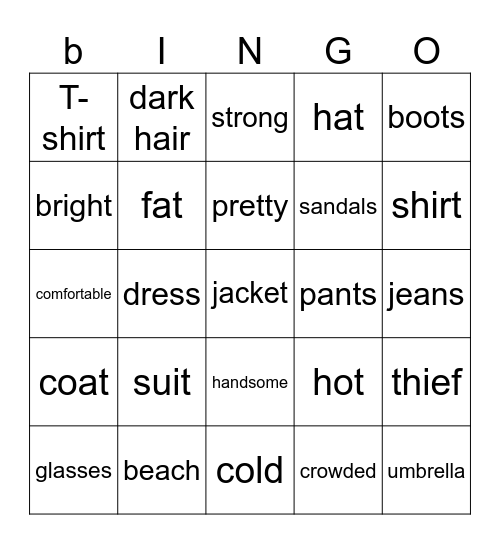 UNIT 6 Bingo Card