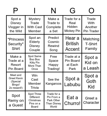 December Disney Bingo Card