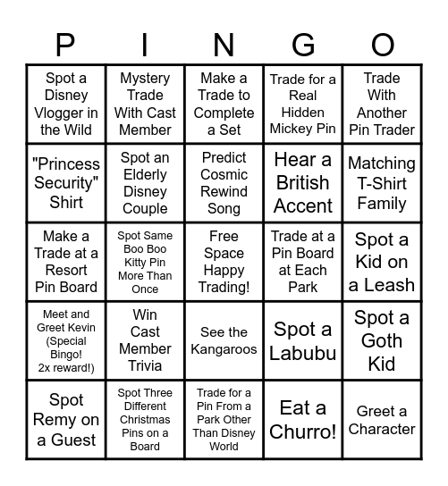 December Disney Bingo Card