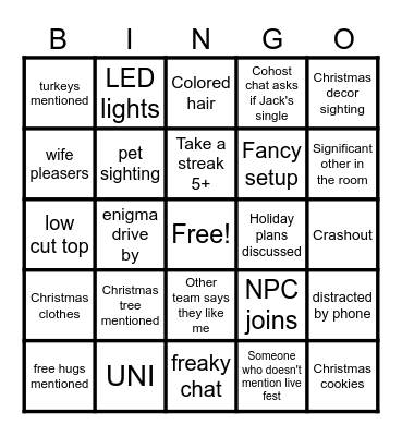 Tiktok Live BINGO Card