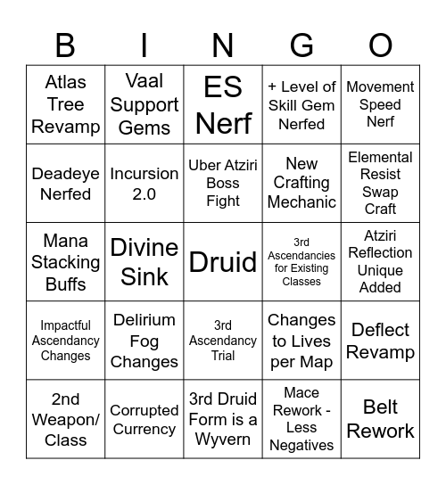 Poe 0.4 Bingo Card