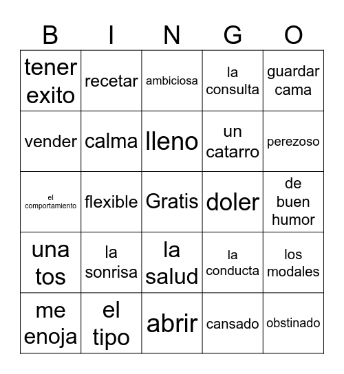 Chapter 6 vocabulary Bingo Card