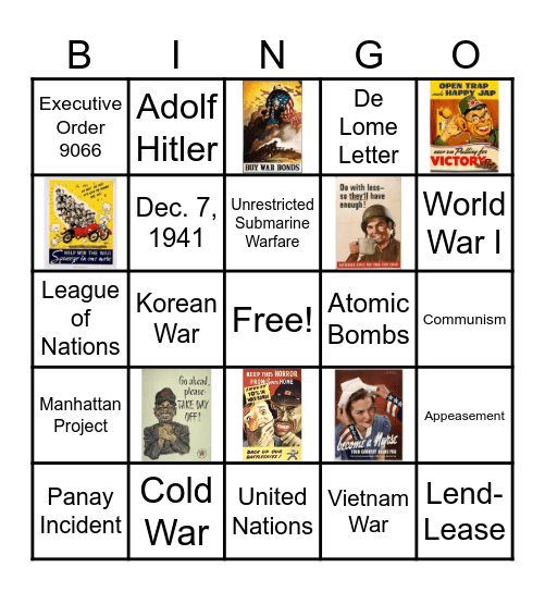 HIST 2773 Final Exam Review Bingo! Bingo Card