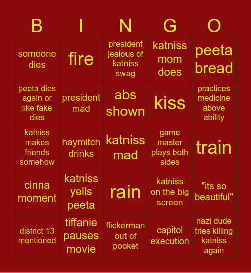 mockingjay Bingo Card