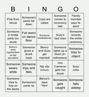 BS Wedding Bingo Card
